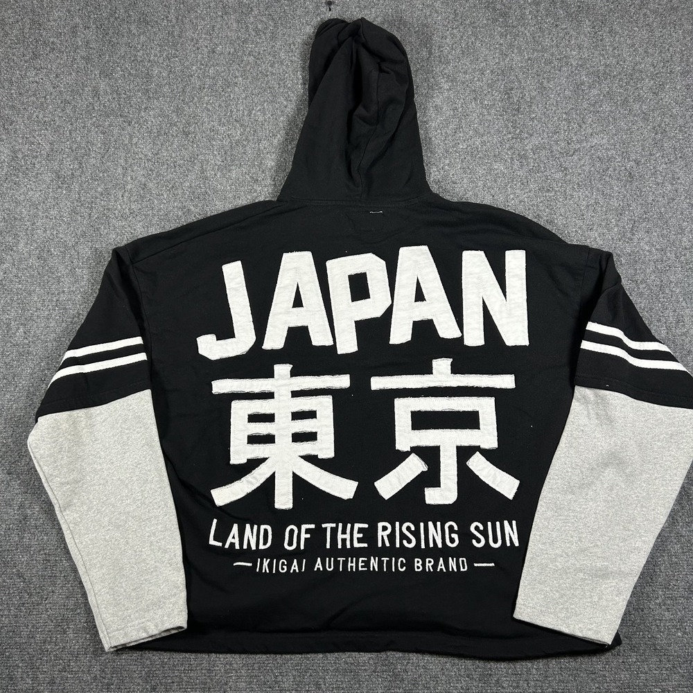 Ikigai Authentic Brand Makers Tokyo Japan Embroidered Black Hoodie Mens XXL#2509 - Picture 3 of 10